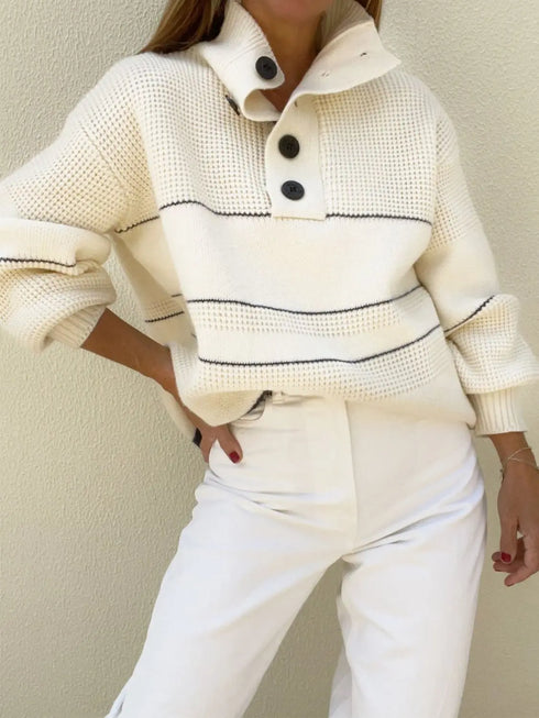 'Brigid' Cropped Waffle Knit Sweater - Celes Fashion